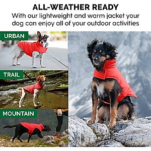 FurHaven Reversible Reflective Puffer Dog Coat, Red, X-Small