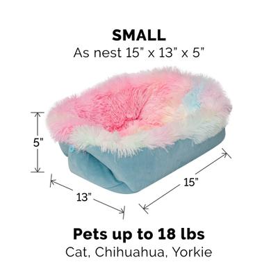 Show full view: FurHaven Self-Warming Convertible Cuddle Mat Bolster Cat & Dog Bed, Small, Rainbow slide 5 of 10