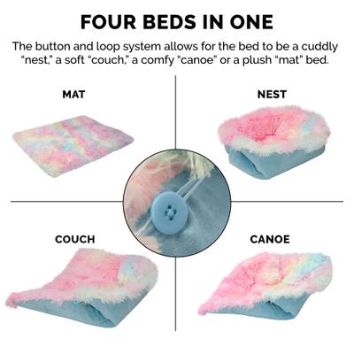 Show full view: FurHaven Self-Warming Convertible Cuddle Mat Bolster Cat & Dog Bed, Small, Rainbow slide 6 of 10