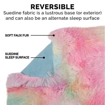 Show full view: FurHaven Self-Warming Convertible Cuddle Mat Bolster Cat & Dog Bed, Small, Rainbow slide 7 of 10