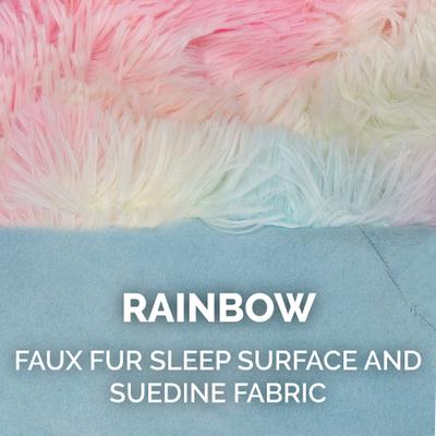 Show full view: FurHaven Self-Warming Convertible Cuddle Mat Bolster Cat & Dog Bed, Small, Rainbow slide 8 of 10