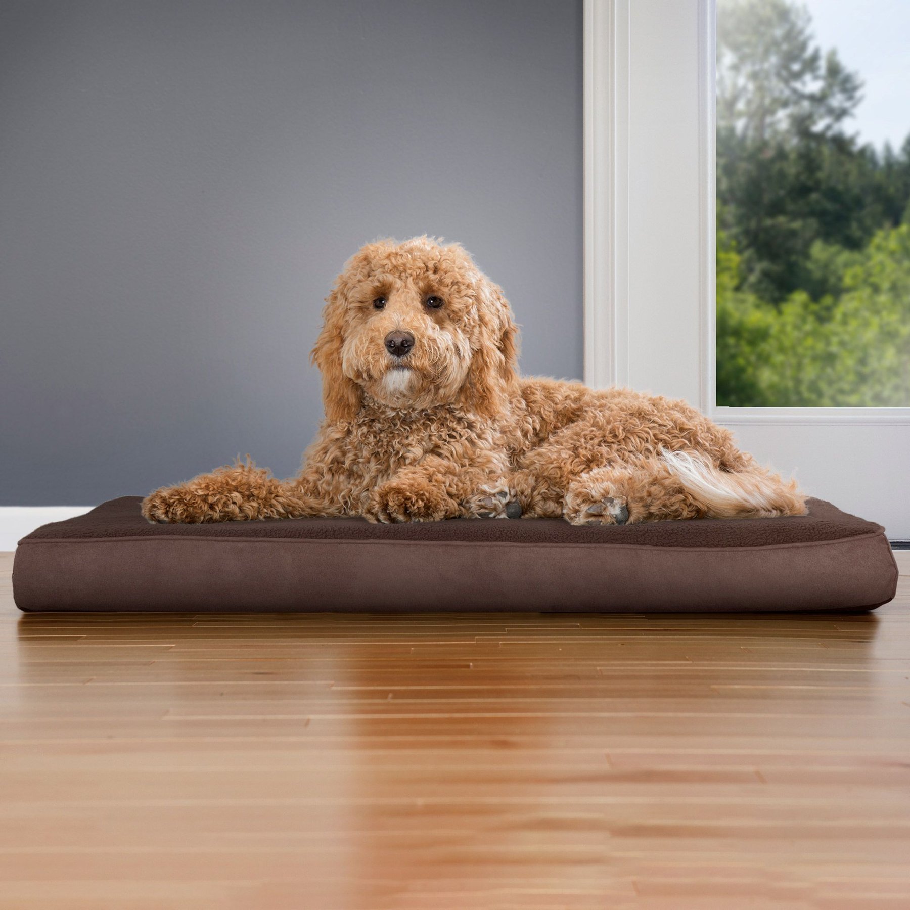 FurHaven Snuggle Deluxe Orthopedic Pillow Cat & Dog Bed with Removable Cover, Espresso, Large