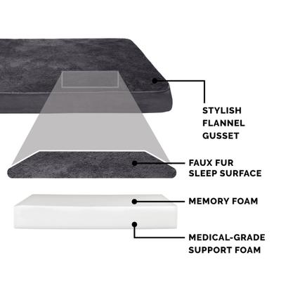 Show full view: FurHaven Snuggle Deluxe Orthopedic Pillow Cat & Dog Bed with Removable Cover, Gray, Jumbo Plus slide 5 of 11
