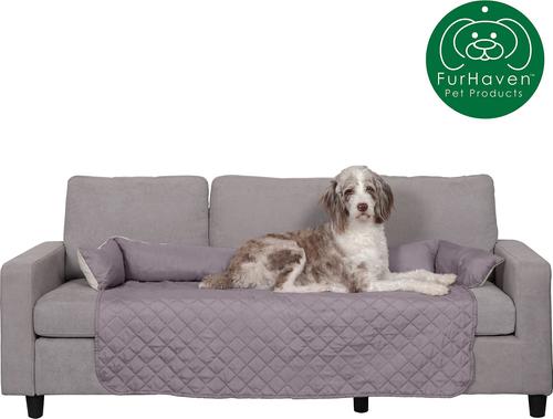 Show full view: FurHaven Sofa Buddy Dog & Cat Bed Furniture Cover, Gray/Mist, X-Large slide 2 of 9