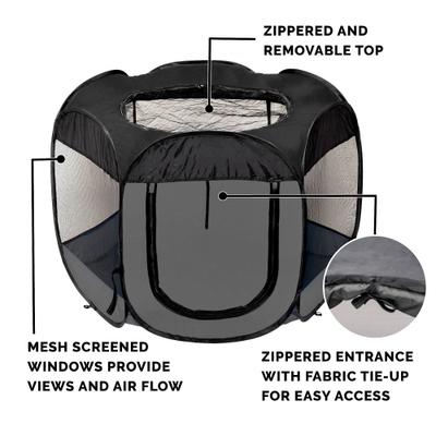 Show full view: FurHaven Soft-Sided Dog & Cat Playpen, Gray, Medium slide 6 of 10