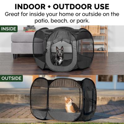 Show full view: FurHaven Soft-Sided Dog & Cat Playpen, Gray, Medium slide 9 of 10