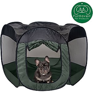 FurHaven Soft-Sided Dog & Cat Playpen, Hunter Green, Large