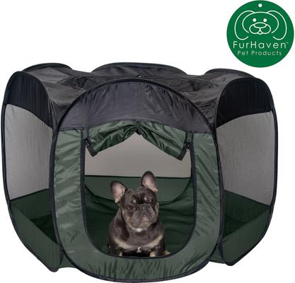 Show full view: FurHaven Soft-Sided Dog & Cat Playpen, Hunter Green, Large slide 4 of 9