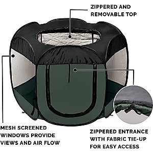 FurHaven Soft-Sided Dog & Cat Playpen, Hunter Green, Large