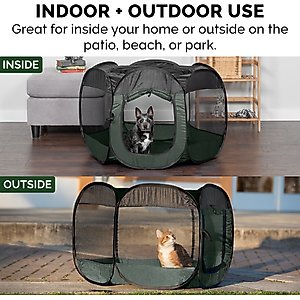 FurHaven Soft-Sided Dog & Cat Playpen, Hunter Green, Large