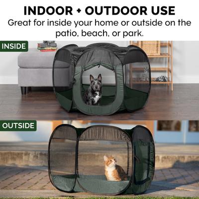 Show full view: FurHaven Soft-Sided Dog & Cat Playpen, Hunter Green, Large slide 8 of 9