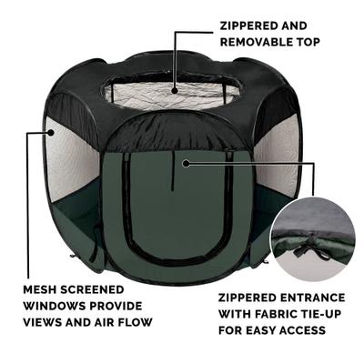 Show full view: FurHaven Soft-Sided Dog & Cat Playpen, Hunter Green, X-Large slide 5 of 9