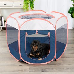 FurHaven Soft-Sided Dog & Cat Playpen, Navy, Medium