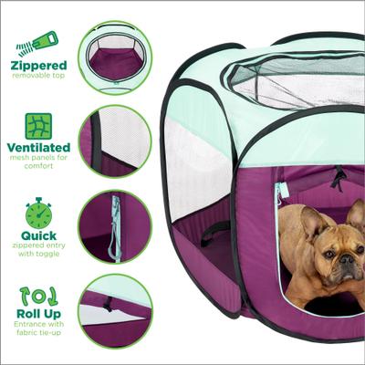 Show full view: FurHaven Soft-Sided Dog & Cat Playpen, Purple, Medium slide 7 of 10