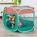 FurHaven Soft-Sided Dog & Cat Playpen, Red & Green, Small