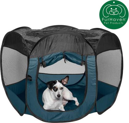 Show full view: FurHaven Soft-Sided Dog & Cat Playpen, Sailor Blue, Medium slide 4 of 9