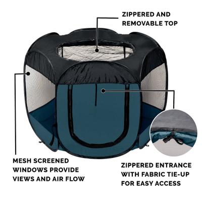 Show full view: FurHaven Soft-Sided Dog & Cat Playpen, Sailor Blue, Medium slide 5 of 9