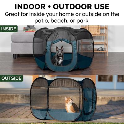 Show full view: FurHaven Soft-Sided Dog & Cat Playpen, Sailor Blue, Medium slide 8 of 9