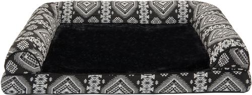 Show full view: FurHaven Southwest Kilim Cat & Dog Bed, Black Medallion, Large, Orthopedic Foam slide 3 of 10