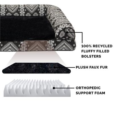 Show full view: FurHaven Southwest Kilim Cat & Dog Bed, Black Medallion, Large, Orthopedic Foam slide 6 of 10