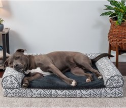 FurHaven Southwest Kilim Cat & Dog Bed, Boulder Gray, Large, Orthopedic Foam