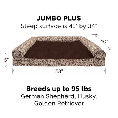 Show full view: FurHaven Southwest Kilim Cat & Dog Bed, Desert Brown, Jumbo Plus, Orthopedic Foam slide 4 of 9