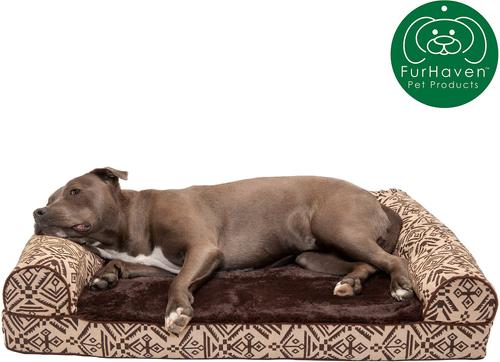 Show full view: FurHaven Southwest Kilim Cat & Dog Bed, Desert Brown, Large, Orthopedic Foam slide 5 of 11