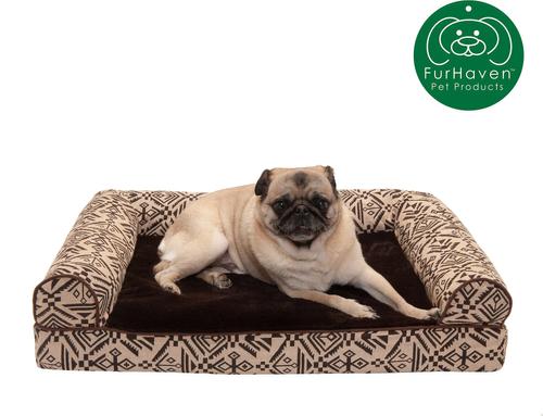 Show full view: FurHaven Southwest Kilim Cat & Dog Bed, Desert Brown, Medium, Orthopedic Foam slide 4 of 10