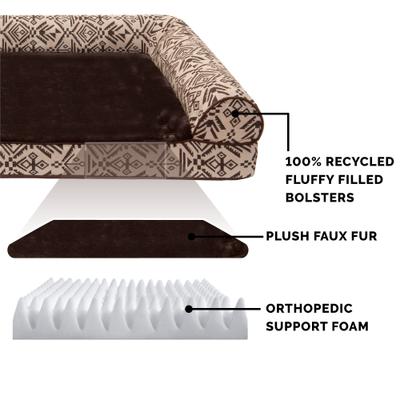 Show full view: FurHaven Southwest Kilim Cat & Dog Bed, Desert Brown, Medium, Orthopedic Foam slide 6 of 10