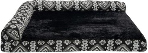 Show full view: FurHaven Southwest Kilim Orthopedic Deluxe Chaise Dog & Cat Bed, Black Medallion, Jumbo slide 3 of 10
