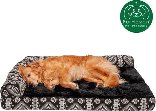 Show full view: FurHaven Southwest Kilim Orthopedic Deluxe Chaise Dog & Cat Bed, Black Medallion, Jumbo slide 4 of 10