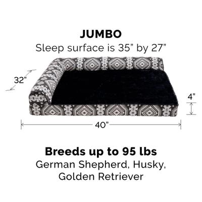 Show full view: FurHaven Southwest Kilim Orthopedic Deluxe Chaise Dog & Cat Bed, Black Medallion, Jumbo slide 5 of 10