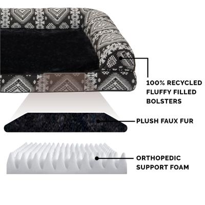 Show full view: FurHaven Southwest Kilim Orthopedic Deluxe Chaise Dog & Cat Bed, Black Medallion, Large slide 6 of 10