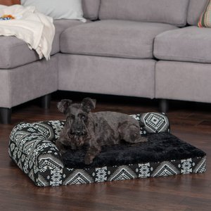 FurHaven Southwest Kilim Orthopedic Deluxe Chaise Dog & Cat Bed, Black Medallion, Medium