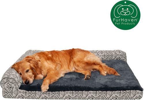 Show full view: FurHaven Southwest Kilim Orthopedic Deluxe Chaise Dog & Cat Bed, Boulder Gray, Jumbo slide 5 of 11