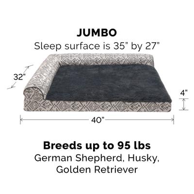 Show full view: FurHaven Southwest Kilim Orthopedic Deluxe Chaise Dog & Cat Bed, Boulder Gray, Jumbo slide 6 of 11