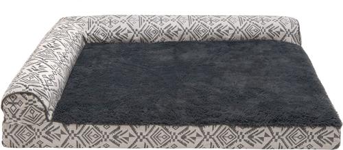 Show full view: FurHaven Southwest Kilim Orthopedic Deluxe Chaise Dog & Cat Bed, Boulder Gray, Large slide 3 of 10
