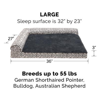 Show full view: FurHaven Southwest Kilim Orthopedic Deluxe Chaise Dog & Cat Bed, Boulder Gray, Large slide 5 of 10