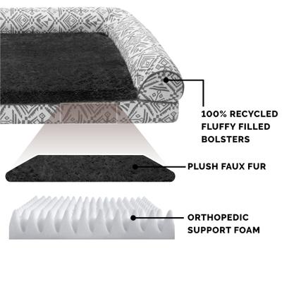 Show full view: FurHaven Southwest Kilim Orthopedic Deluxe Chaise Dog & Cat Bed, Boulder Gray, Large slide 6 of 10