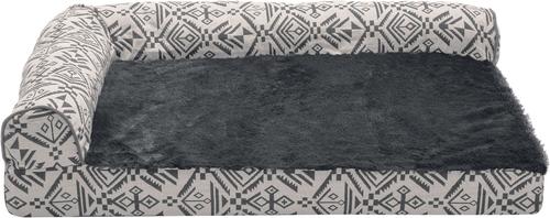 Show full view: FurHaven Southwest Kilim Orthopedic Deluxe Chaise Dog & Cat Bed, Boulder Gray, Medium slide 3 of 10