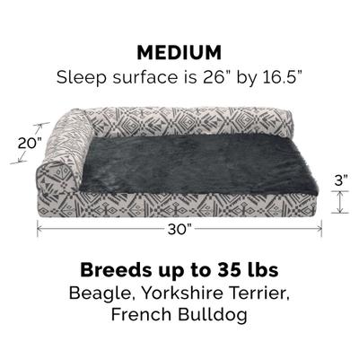 Show full view: FurHaven Southwest Kilim Orthopedic Deluxe Chaise Dog & Cat Bed, Boulder Gray, Medium slide 5 of 10