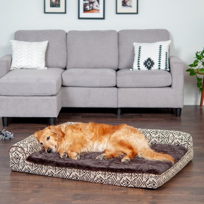 FurHaven FurHaven Southwest Kilim Orthopedic Deluxe Chaise Dog & Cat Bed, Desert Brown, Jumbo