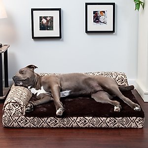 FurHaven Southwest Kilim Orthopedic Deluxe Chaise Dog & Cat Bed, Desert Brown, Large