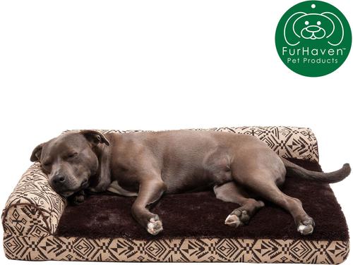 Show full view: FurHaven Southwest Kilim Orthopedic Deluxe Chaise Dog & Cat Bed, Desert Brown, Large slide 4 of 10