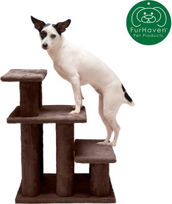 Show full view: FurHaven Steady Paws Cat & Dog Stairs, Brown, 3-Step slide 4 of 8