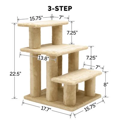 Show full view: FurHaven Steady Paws Cat & Dog Stairs, Cream, 3-Step slide 4 of 7