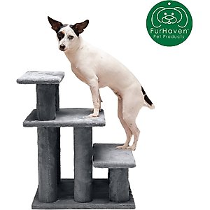 FurHaven Steady Paws Cat & Dog Stairs, Gray, 3-Step