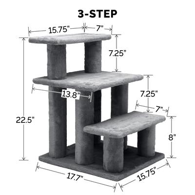 Show full view: FurHaven Steady Paws Cat & Dog Stairs, Gray, 3-Step slide 5 of 7