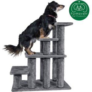 FurHaven Steady Paws Cat & Dog Stairs, Gray, 4-Step