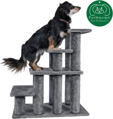 Show full view: FurHaven Steady Paws Cat & Dog Stairs, Gray, 4-Step slide 3 of 5